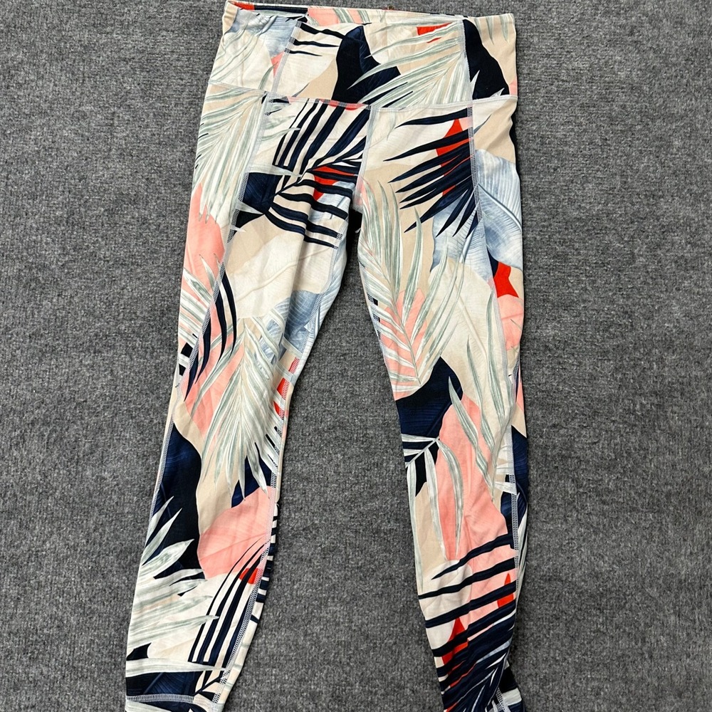 Athleta Leggings Womens Size M Multicolor Tropical Palm Leaf Print High Rise